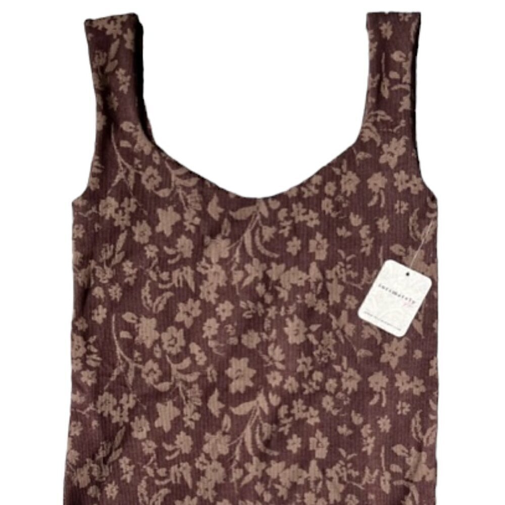 Free People NWT Printed Clean Lines Stretch Chocolate Bodysuit Combo Size XS/S - Picture 6 of 15